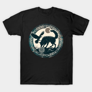 Vintage Celtic Wolf and Raven T-Shirt